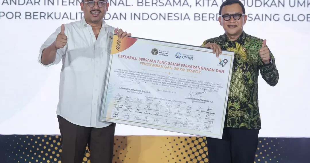 Kementerian UMKM Gandeng Barantin, Perluas Akses Ekspor Produk Usaha Kecil